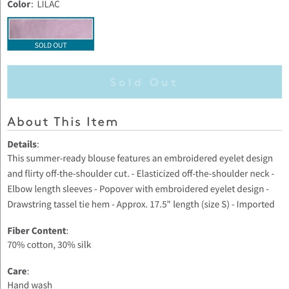 Let Me Be eyelet blouse off shoulder small… - Picture 5 of 5